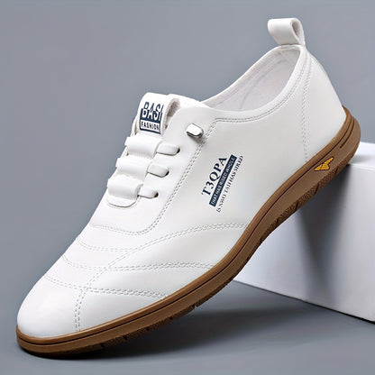 Mocassini Casual da Uomo Senza Lacci - Bianchi con Accenti Marroni, Suola Antiscivolo Resistente, Lacci Elastici per Abbigliamento Casual e Outdoor