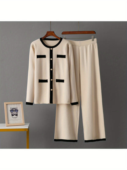 2025 Pantaloni a gamba larga per l'autunno e l'inverno fanno sembrare sottile e ridurre l'età il set di due pezzi di piccolo stile di fragranza alla moda casual per le donne