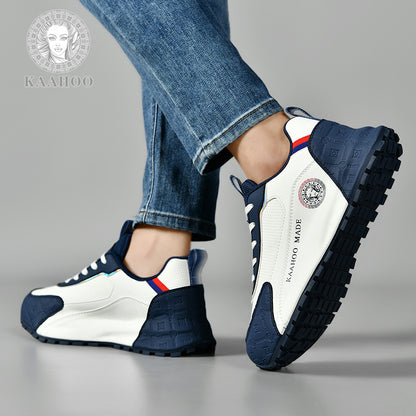 KAAHOO Scarpe da Ginnastica Casual Uomo in Beige//Grigio/Nero/Verde - Tomaia Traspirante e Suola in Gomma, Calzature Versatili con Lacci per Palestra ed Abbigliamento Informale, Scarpe Sportive per Uomini, Scarpe Sportive Bianche per Uomo, Scarpe da Tenni