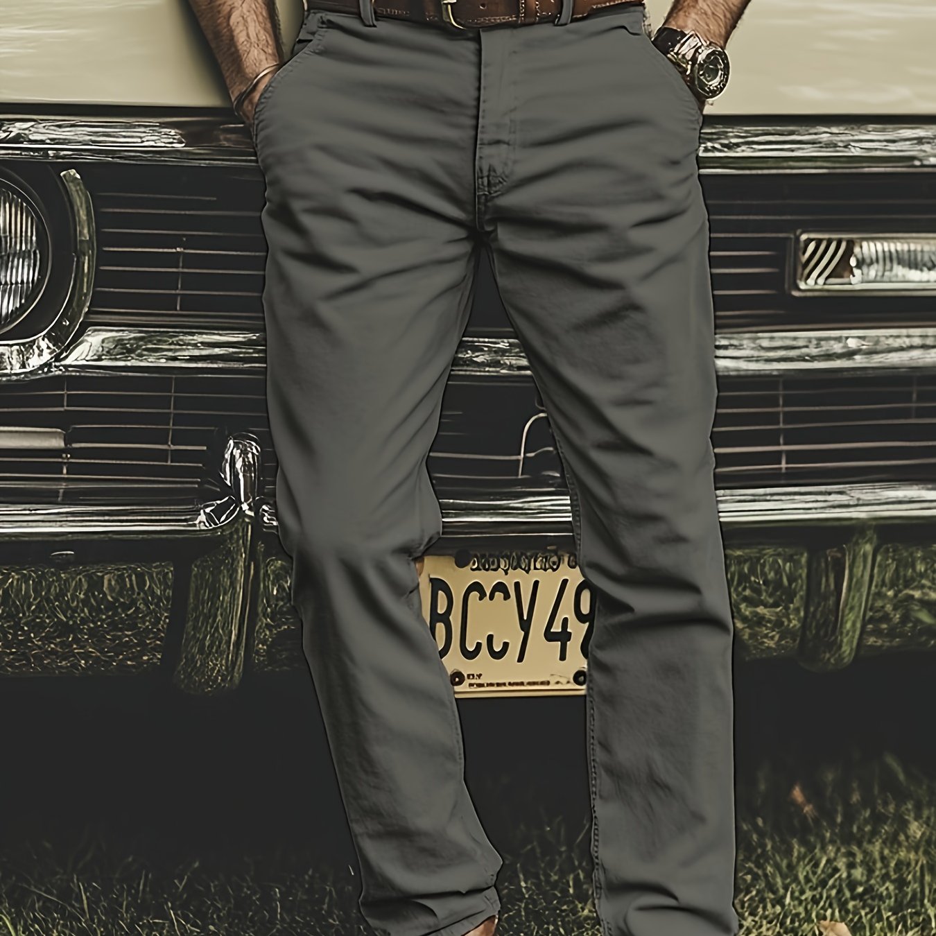 Pantaloni Chino da Uomo in Tinta Unita, Leggermente Elasticizzati, Comodi e Casuali per le Attività Quotidiane all'Aperto