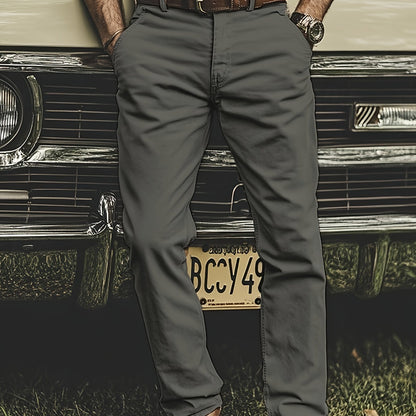 Pantaloni Chino da Uomo in Tinta Unita, Leggermente Elasticizzati, Comodi e Casuali per le Attività Quotidiane all'Aperto
