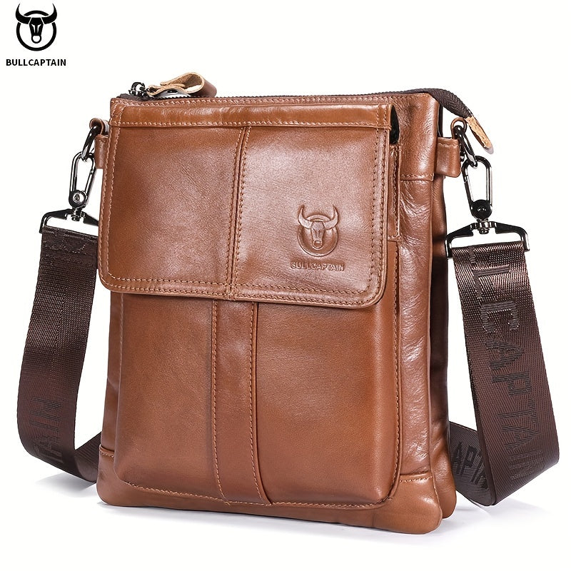 Linea Uomo+ Classic - BULLCAPTAIN Borsa A Tracolla In Vera Pelle Da Uomo, Borsa Di Grande Capacità Multifunzionale In Pelle Bovina Di Alta Qualità