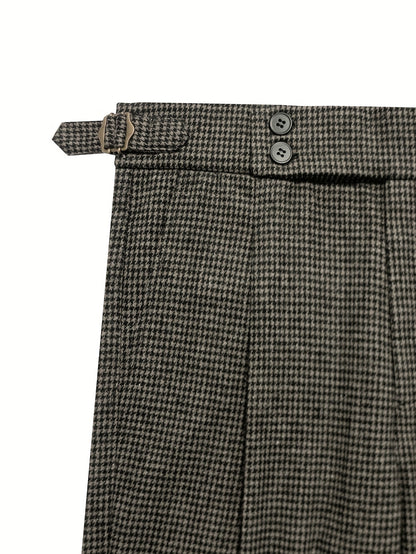 2025 Pantaloni da uomo a vita alta per autunno e inverno - Pantaloni formali da lavoro con chiusura a bottone, eleganti per ufficio e occasioni formali, tessuto non elasticizzato per un aderimento strutturato - Eventi formali, matrimoni, riunioni - Pantal