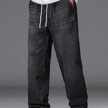 Linea - Jeans azzurri leggeri da uomo, taglia grande, con vita elastica, stile casual, comodi