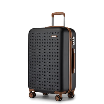 Set di 4 Valigie da 14/20/24/28 pollici Kono Elegante in ABS+PC a Pois con Guscio Rigido e Serratura TSA, Set di 4 Pezzi con Valigetta da Toilette, Bagagli da Viaggio Durevoli con Serratura TSA e Ruote Silenziose