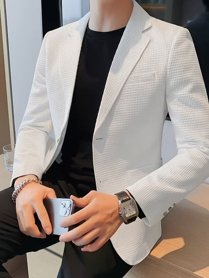 Linea Classic - Blazer a maniche lunghe in maglia waffle per uomo