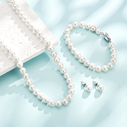 Set di gioielli da donna in argento 925, composto da perle d'acqua dolce, collana, orecchini e bracciale. Elegante e lussuoso, adatto a varie occasioni come regali, feste serali, accompagnato da una bella scatola regalo.
