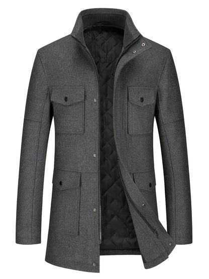 Nuovo Cappotto in Tweed Uomo Autunno/Inverno, Doppiopetto Lana Elegante per Business, Capospalla Invernale, Giacca da Cerimonia Sartoriale a Due Bottoni, Materiale Resistente, Lavabile a Mano, Gilet Stratificato, Paletot Allungato, Per Occasioni Formali e