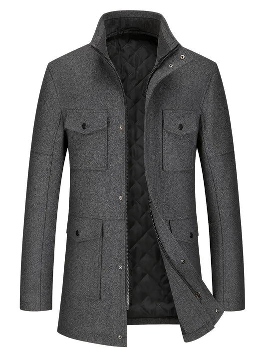 Nuovo Cappotto in Tweed Uomo Autunno/Inverno, Doppiopetto Lana Elegante per Business, Capospalla Invernale, Giacca da Cerimonia Sartoriale a Due Bottoni, Materiale Resistente, Lavabile a Mano, Gilet Stratificato, Paletot Allungato, Per Occasioni Formali e