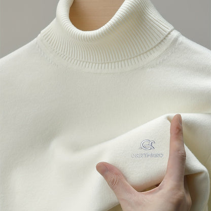 Maglione da uomo CRRTMARAO ricamato - Maglione in acrilico spesso con collo a mezza altezza, maglione casual caldo per l'autunno/inverno per uomini di mezza età, colore solido, vestibilità regolare