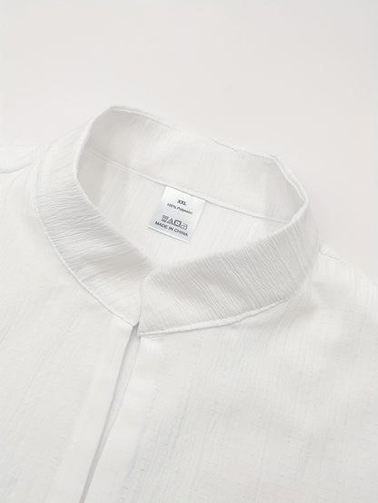 Set di moda da uomo con stampa, stampa testurizzata bianca pura casual, perfetto per feste, riunioni casual e abbigliamento quotidiano, completo casual con collo alto per tutte le stagioni.