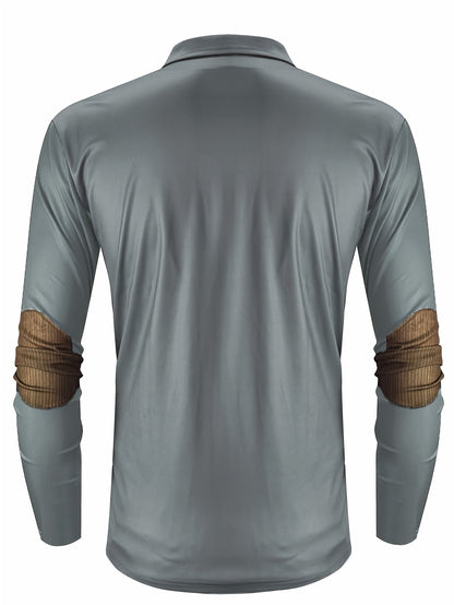 Maglietta polo a maniche lunghe con stampa di vela vintage per uomo, casual in poliestere 100% con maglia, vestibilità regolare con colletto a revers e zip, leggermente elasticizzata, 180 g/m² - Collezione autunnale