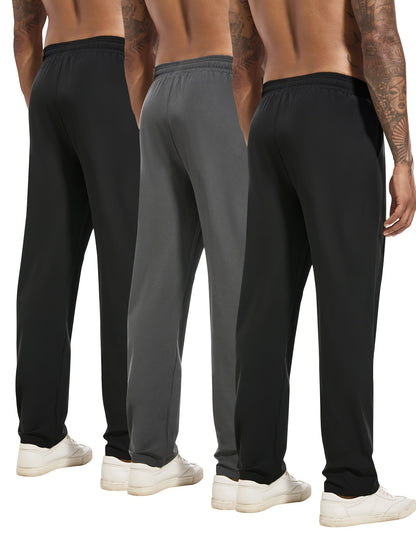 Pantaloni sportivi da uomo a tinta unita, 3 pezzi, con coulisse, casual, comodi, larghi, per attività all'aperto, in tessuto per esterni