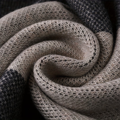 Sciarpa a Quadri Uomo in Tessuto Simil-Lana - Calda Cravatta Invernale, Elegante Regalo di Natale/Ringraziamento per Marito/Padre/Uomo d'Affari - Accessorio Formale Morbido (Lavaggio a Mano/Lavaggio a Secco) - Compatibile con Completi e Cravatte