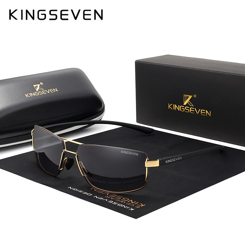 Occhiali da sole polarizzati KINGSEVEN, montatura quadrata da uomo, occhiali da donna classici, acciaio inossidabile, lenti in pz, con custodia, per Natale, San, Giorno del Ringraziamento