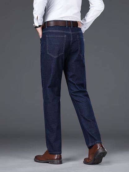 Pantaloni da lavoro pesanti da uomo - Denim finto non elasticizzato per tutte le stagioni con design classico a cinque tasche, aspetto lavato blu scuro per l'uso quotidiano e formale - Pantaloni casual resistenti per uomo, abbigliamento versatile, taglio