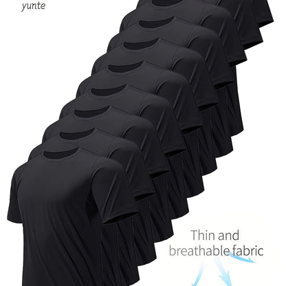 10pz YUNTÉ Magliette Ultra-Leggere ad Asciugatura Rapida da Uomo in Nero & Bianco - Tessuto Traspirante e Assorbente per il Sudore per Palestra, Corsa & Fitness | Top a Maniche Corte e Girocollo Confortevoli per Allenamento Sportivo