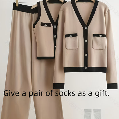 Moda Donna 2025 Nian Nian Nuovo Abito Cardigan Vestito con Pantaloni a Gamba Larga Calze Gratuite Una Perfetta Combinazione a Quattro Pezzi è la Migliore Scelta per Feste, Maglioni da Donna, Musthaves da Spiaggia, Abiti da Festa, Borsa a Twist, Coppia Por