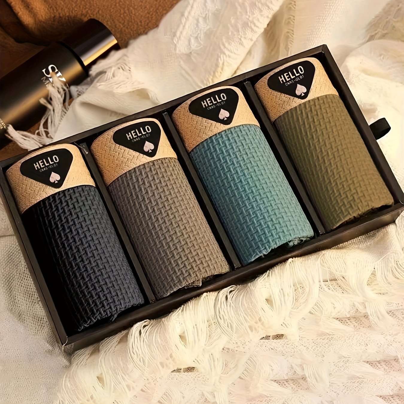 4-Pack di biancheria intima da uomo in fibra Ice Sliky, boxer ultra sottili multi-colori per la primavera, l'estate, l'autunno e l'inverno - Pantaloncini casual traspiranti e elasticizzati in vari stili per l'uso quotidiano
