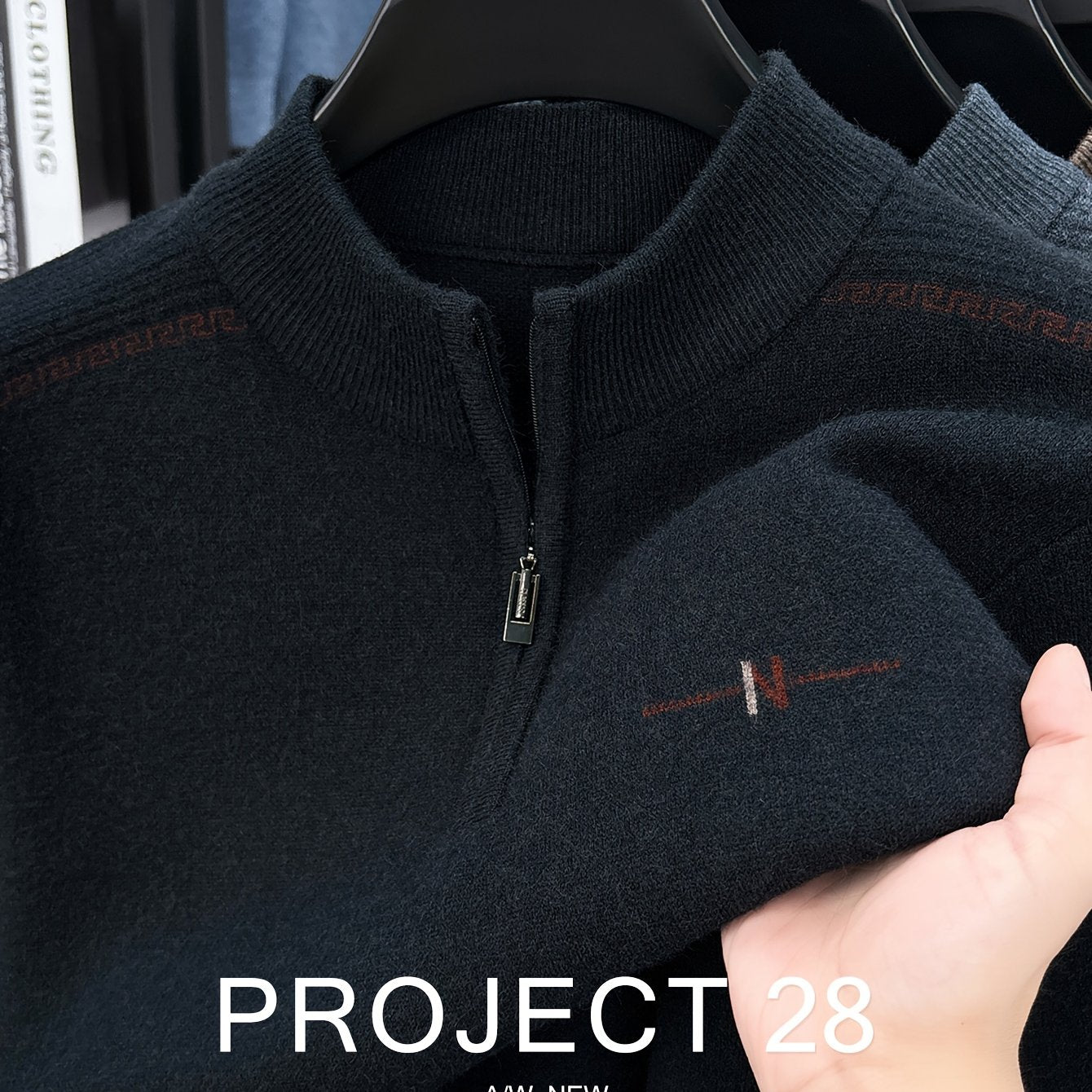 Maglione a metà zip da uomo - Pullover termoisolato con zip frontale, maglione in maglia morbida per ufficio, abbigliamento formale e casual - Maglione invernale in colori scuri (blu/nero/carbonio) - Top di strato traspirante per il tempo freddo, abbiglia