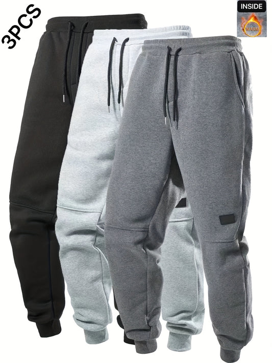 3pezzo Pantaloni da Jogging da Uomo con Elastico in Vita e Coulisse - Pantaloni da Jogging Casuali a Tinta Unita, Vestibilità Regolare, Lunghezza alla Caviglia, Comodi per Autunno/Inverno, Pantaloni da Jogging, Pantaloni da Jogging, Pantaloni da Jogging p