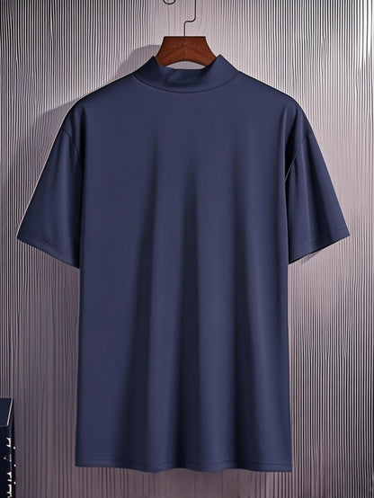 3pezzo Magliette Casual da Uomo a Manica Corta con Collo Alto - Tessuto Morbido, Leggero e Traspirante per la Primavera e l'Estate, Abbigliamento Casual|Stile Casual|Tessuto Elasticizzato