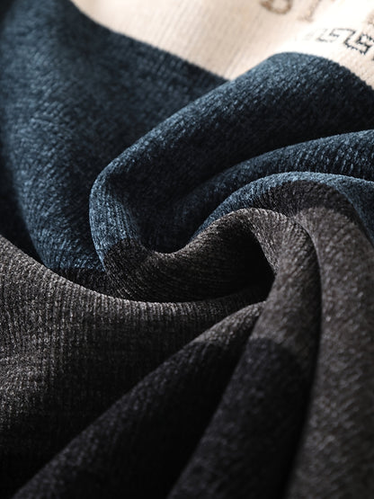 Maglione Invernale Termico Foderato in Pile Uomo Genghis - Design a Righe con Logo Lettere, Collo Tondo Maniche Lunghe, Lavabile in Lavatrice Taglio Regolare, Abbigliamento per il Freddo, Polsini e Orlo Costolati