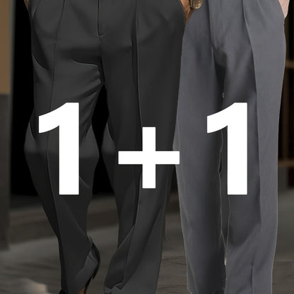 1+1 Set di 2 Pezzi Pantaloni Chino Casual Uomo Loose-Fit per Business