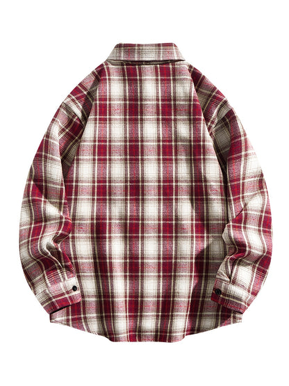 Set di 3 camicie a quadri da uomo - Camicie casual a vestibilità ampia con bottoni, colletto, maniche lunghe e tasche sul petto per abbigliamento primaverile/autunnale da esterno, capispalla versatili e alla moda, abbigliamento primaverile autunnale | Des