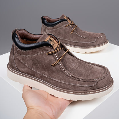 Scarpe Derby Genuine da Uomo - Stivali alla Caviglia Marroni con Chiusura a Lacci, Comode e Traspiranti, Versatili per Tutte le Stagioni, Perfette per Abbigliamento Casual, Calzature Quotidiane | Stivali alla Caviglia Sottili | Suola in Gomma Durevole