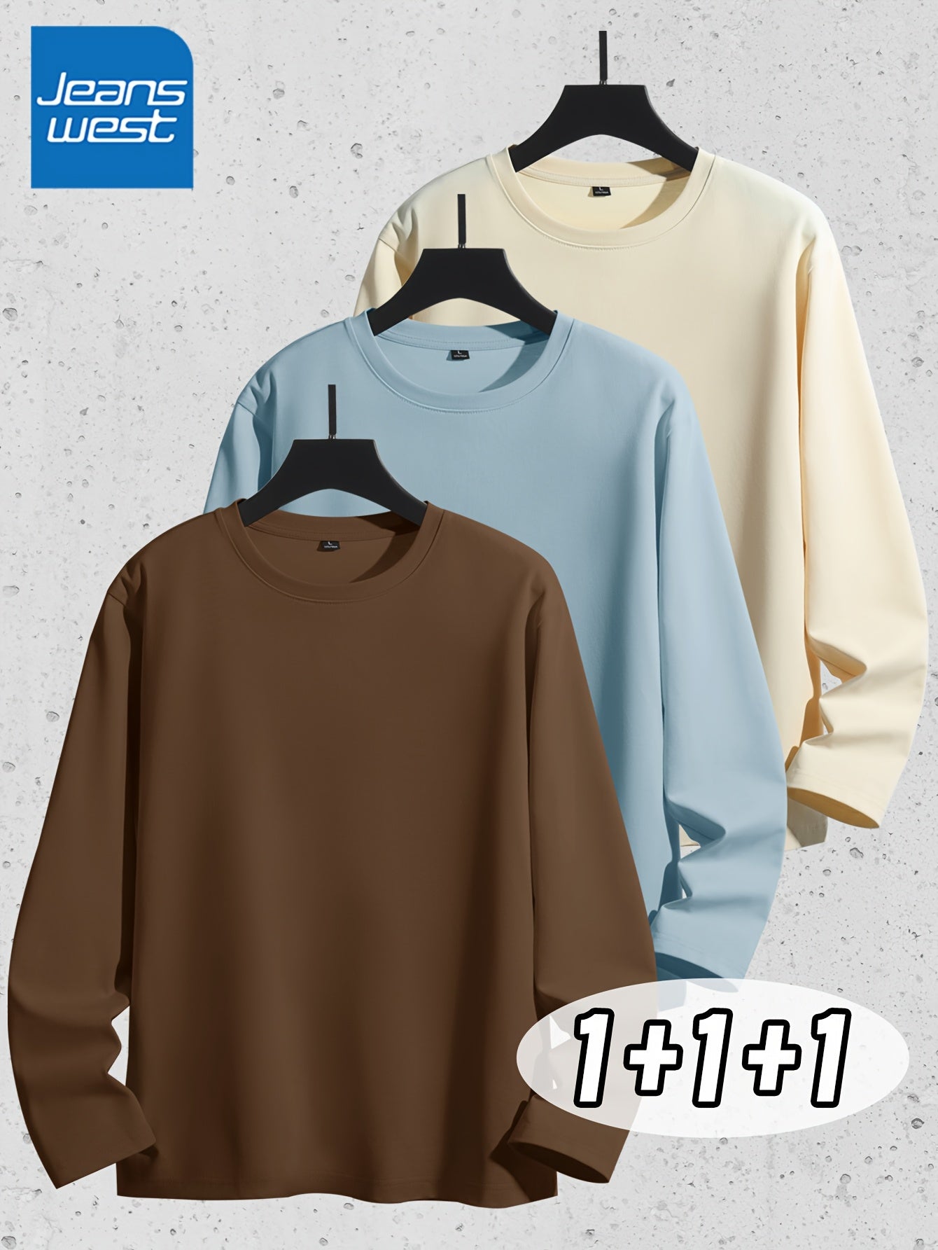 Linea Uomo+ Classic - Jeanswest Maglietta Uomo a Manica Lunga in Puro Cotone