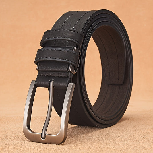 2pz Cinture di Lusso FLAGIA da Uomo - Fibbia Quadrata Regolabile, Perfette per Jeans e Pantaloni Formali, Materiale Elegante in PU, Nero & Marrone Scuro, Ideali per San Valentino o Carnevale