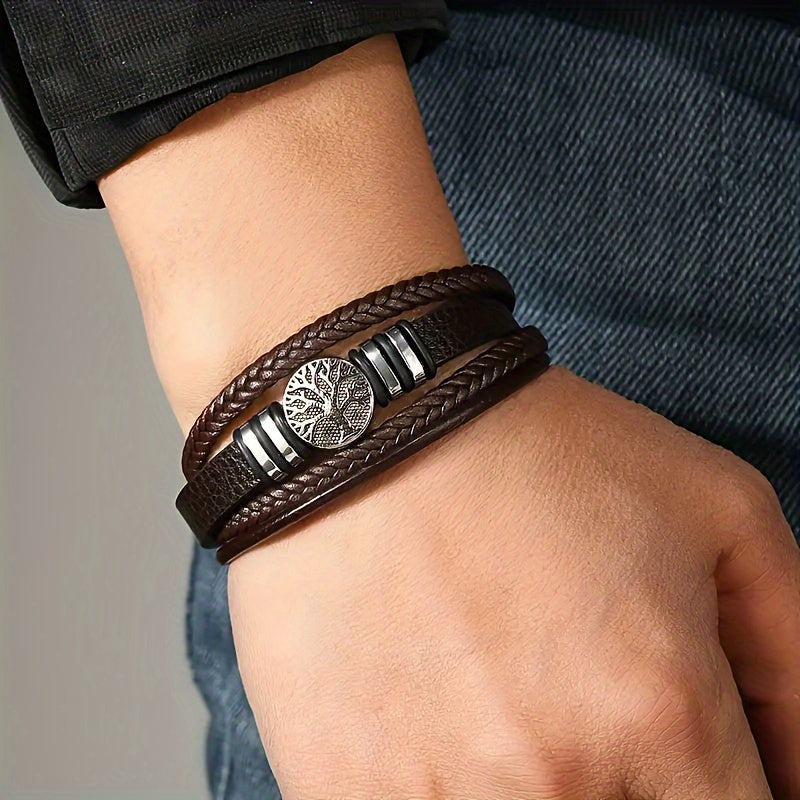 Lorian - Bracciale in Pelle PU Trendy e Minimalista, con Chiusura Magnetica per Uomo