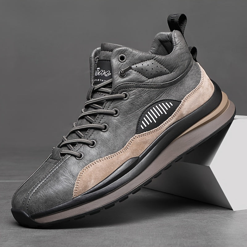 Scarpe Sneaker Casual Alte da Uomo - Design Elegante Nero & Grigio, Traspiranti, Suola in Gomma Morbida, Sneaker con Lacci per Abbigliamento Casual, Sneaker Versatili | Design Elegante delle Scarpe | Sneaker Sintetiche