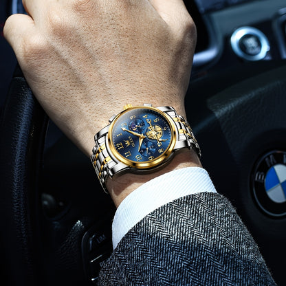 Orologi OLEVS per Uomo Classico Business Dress Analogico Quartz Digitale Orologio da Polso per Uomo Moda Lusso Bracciale in Acciaio Inossidabile Luminoso con Calendario Regali Romantici per Uomo Relojes De Hombre Blu/Nero/Bianco/Dorato/Grigio