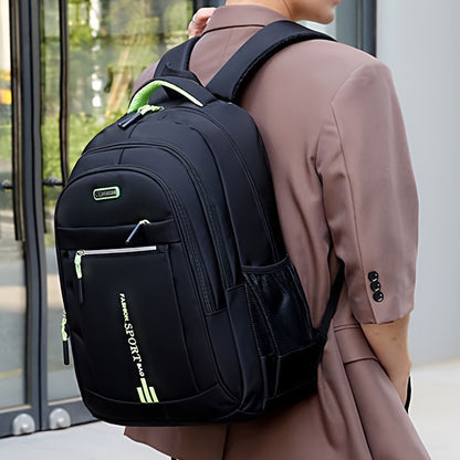 Zaino da Viaggio di Grande Capacità per Uomini - Nylon Resistente, Spallacci Regolabili, Borsa Multiscomparti per Affari e Scuola, Nero, Zaino da Viaggio