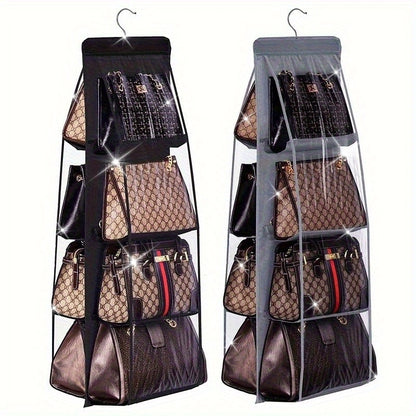 Organizzatore per borse da appendere con tasca, tessuto Oxford inodore, scaffale pieghevole risparmio spazio per armadio