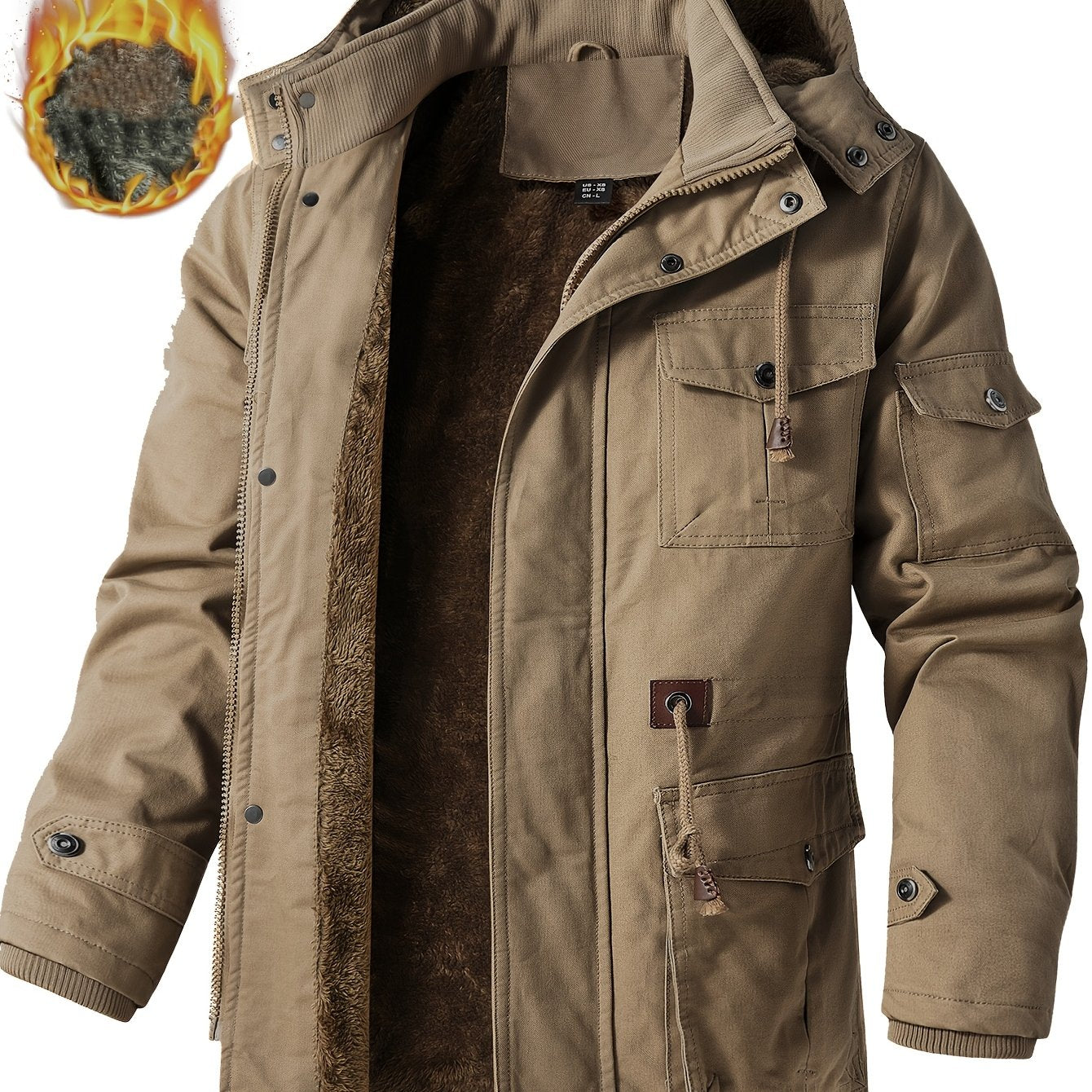 Linea Uomo+ Elegance - Giacca da uomo con cappuccio e imbottitura in pile