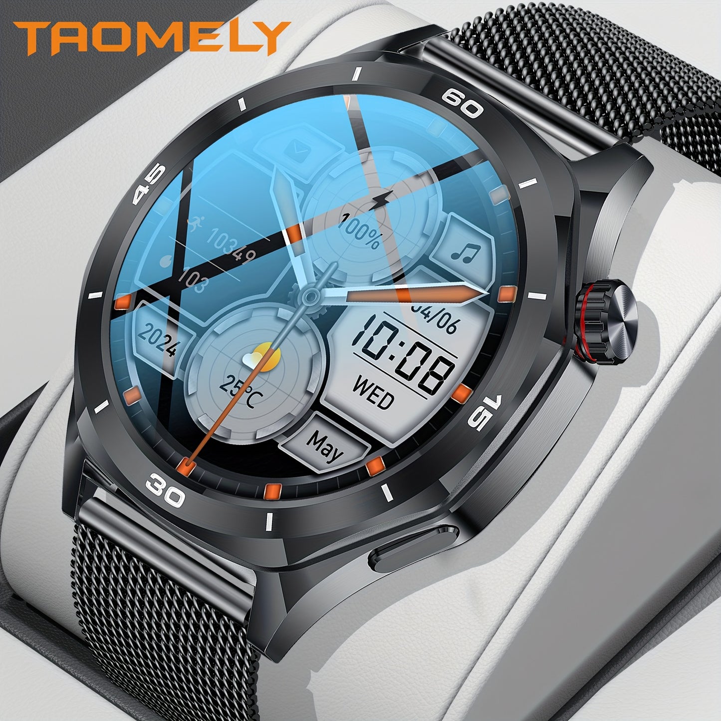 Orologio intelligente impermeabile per uomo - Orologio intelligente rotondo con schermo touch HD da 1.52 pollici - Bracciale intelligente con 123 modalità sportive - Monitoraggio del tracker sportivo - Chiamata e risposta wireless - per iPhone/Android