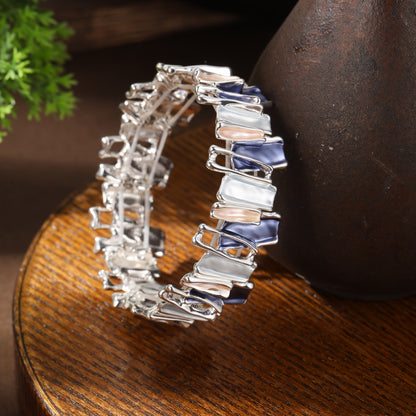 One Piece · Nuovo Bracciale Estivo in Lega Smaltata con Gocce di Colore Irregolari, Dipinto a Mano ad Olio Creatività Geometrica Splicing per Donne - Regalo Ideale Graduazione & Viaggio Amici Banchetto Festa Quotidiano Versatile. Accessorio da Voyage e Pa