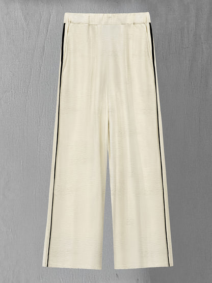 Set di pantaloni alla moda per donna, composto da top a maniche lunghe color block e pants casuali: un set elegante