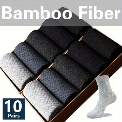 10 Paia, Calzini Uomo in Fibra di Bambù a Mezza Gamba - Traspiranti e Comodi per Business Casual e Ufficio, Calzini Traspiranti e Confortevoli, Indossare Quotidiano,Design Classico,Stile Minimalista,Tessuto Morbido,Uomini Professionali