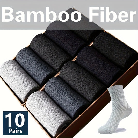 10 Paia, Calzini Uomo in Fibra di Bambù a Mezza Gamba - Traspiranti e Comodi per Business Casual e Ufficio, Calzini Traspiranti e Confortevoli, Indossare Quotidiano,Design Classico,Stile Minimalista,Tessuto Morbido,Uomini Professionali