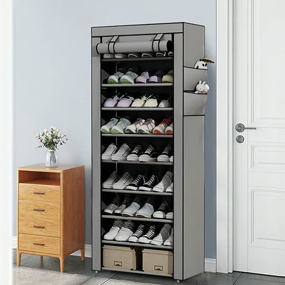 Organizzatore multifunzionale per scarpe a 6/8/10 strati con copertura antipolvere - facile da montare, portatile, adatto per 27-35 paia di scarpe sportive, tacchi e stivali - ideale per uso domestico