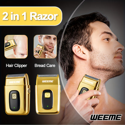 WEEME Set di 3 pezzi per taglio capelli elettrico da uomo, set per parrucchiere domestico, tagliacapelli USB ricaricabile, testina in lega, display LCD, forma intagliata, ideale per casa e viaggi, regalo per la Festa del Papà
