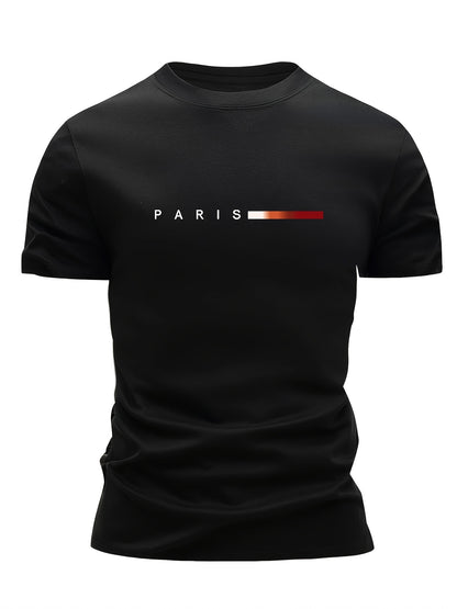 3pcs Magliette da uomo leggere con scollo rotondo - Asciugatura rapida, traspiranti, che assorbono il sudore, design stampa Parigi, vestibilità regolare, abbigliamento casual per tutte le stagioni, regalo ideale per gli uomini, maglietta casual | Magliett