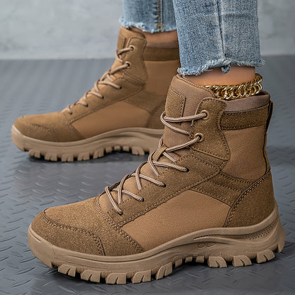 Scarpe da Trekking Donna, Stivali Tattici Antiscivolo Leggeri e Resistenti per Tutte le Stagioni, Stivaletti da Moto Mid-Cut Desert