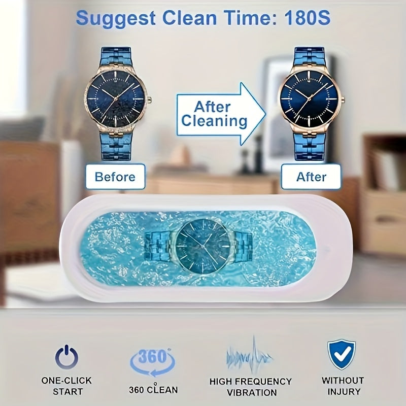 Pulizia completa e multifunzionale - macchina per pulizia con vibrazione ad alta frequenza, alimentazione USB ricaricabile portatile | Ideale per gioielli, occhiali, orologi, ecc. | Facile da usare in casa