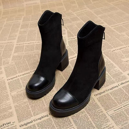 Stivali con plateau grossi da donna - Chiusura slip-on, soletta imbottita e suola in gomma antiscivolo - Scarpe per tutte le stagioni, quotidiane e formali - Stivali eleganti da donna, stivali da signora, calzature casual, calzature alla moda, amanti dell