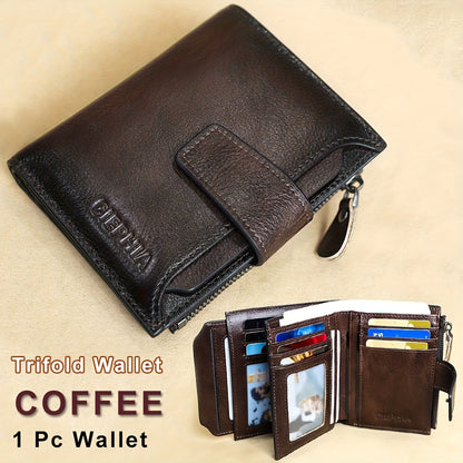 1pz Portafoglio Uomo CIEPHIA in Vera Pelle - Blocco RFID Antifurto, Marrone Scuro (Dark Tan), con Chiusura a Zip, 17 Tasche per Carte, Scomparto Monete e Finestra ID – Multi-Compartimenti Resistente ed Elegante Ideale come Regalo di San Valentino, Festa d